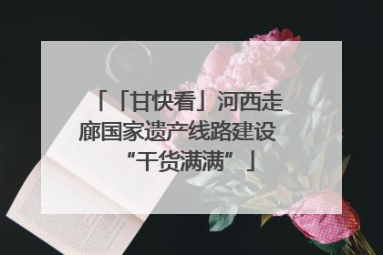 「甘快看」河西走廊国家遗产线路建设“干货满满”