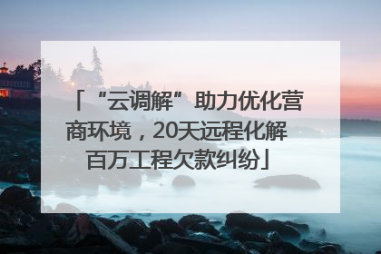 “云调解”助力优化营商环境，20天远程化解百万工程欠款纠纷