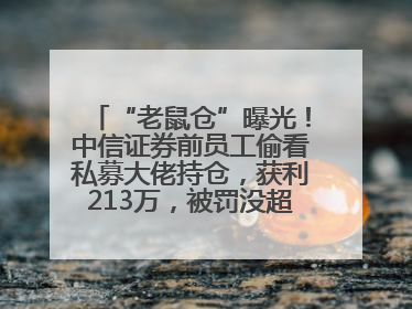 “老鼠仓”曝光！中信证券前员工偷看私募大佬持仓，获利213万，被罚没超426万