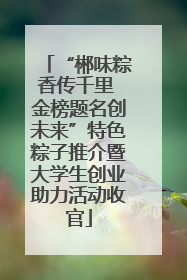 “郴味粽香传千里 金榜题名创未来”特色粽子推介暨大学生创业助力活动收官