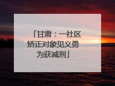 甘肃：一社区矫正对象见义勇为获减刑