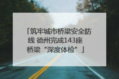 筑牢城市桥梁安全防线 德州完成143座桥梁“深度体检”