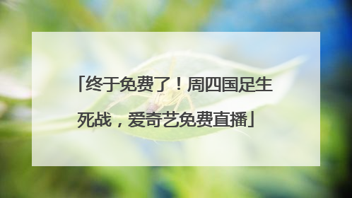 终于免费了！周四国足生死战，爱奇艺免费直播