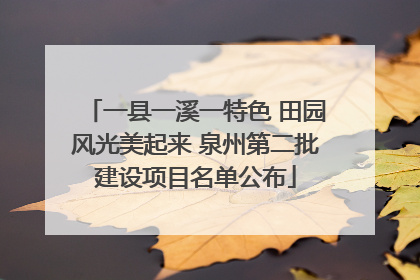 一县一溪一特色 田园风光美起来 泉州第二批建设项目名单公布
