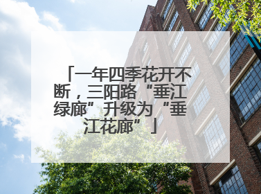 一年四季花开不断，三阳路“垂江绿廊”升级为“垂江花廊”