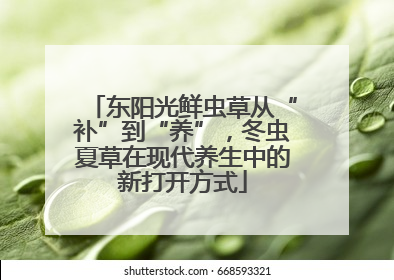 东阳光鲜虫草从“补”到“养”，冬虫夏草在现代养生中的新打开方式