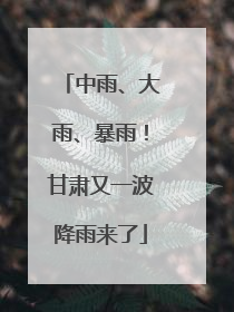 中雨、大雨、暴雨！甘肃又一波降雨来了