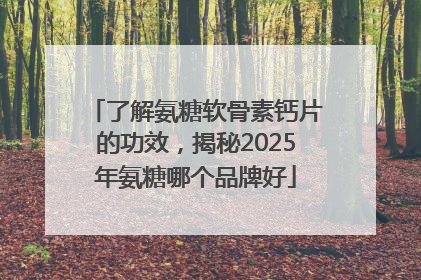 了解氨糖软骨素钙片的功效，揭秘2025年氨糖哪个品牌好