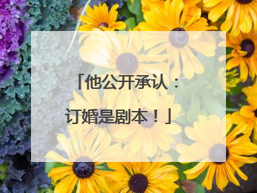 他公开承认：订婚是剧本！
