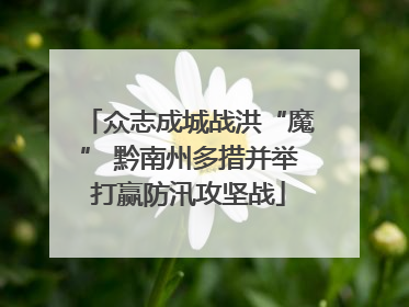 众志成城战洪“魔” 黔南州多措并举打赢防汛攻坚战