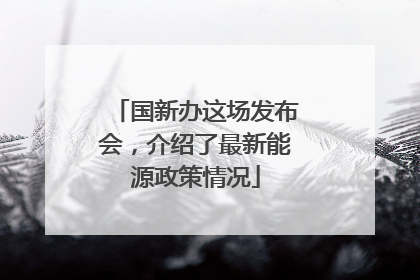 国新办这场发布会，介绍了最新能源政策情况