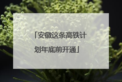 安徽这条高铁计划年底前开通