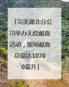 完美湖北分公司举办无偿献血活动，现场献血总量达10700毫升
