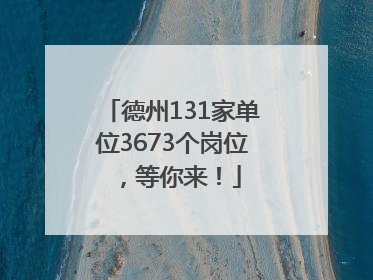 德州131家单位3673个岗位，等你来！