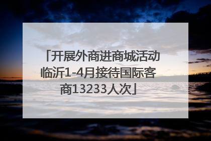 开展外商进商城活动 临沂1-4月接待国际客商13233人次