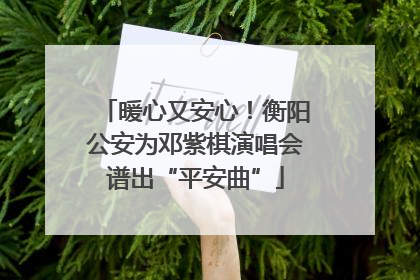 暖心又安心！衡阳公安为邓紫棋演唱会谱出“平安曲”
