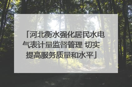 河北衡水强化居民水电气表计量监督管理 切实提高服务质量和水平
