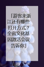 游客来浙江还有哪些打开方式？全省文化基因激活会议告诉你