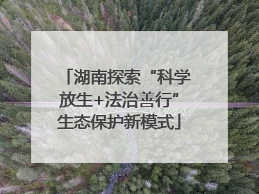 湖南探索“科学放生+法治善行”生态保护新模式