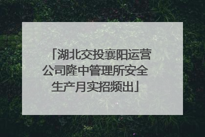 湖北交投襄阳运营公司隆中管理所安全生产月实招频出