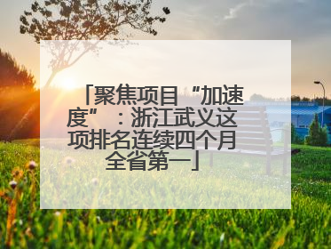 聚焦项目“加速度”：浙江武义这项排名连续四个月全省第一