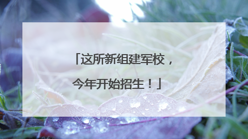 这所新组建军校，今年开始招生！