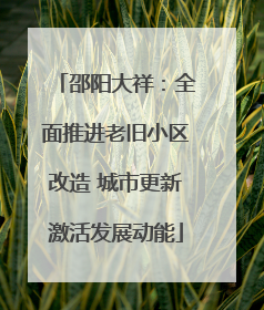 邵阳大祥：全面推进老旧小区改造 城市更新激活发展动能