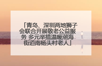 青岛、深圳两地狮子会联合开展敬老公益服务 多元举措温暖潮海街道南杨头村老人