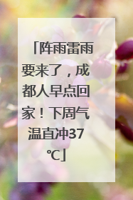 阵雨雷雨要来了，成都人早点回家！下周气温直冲37℃