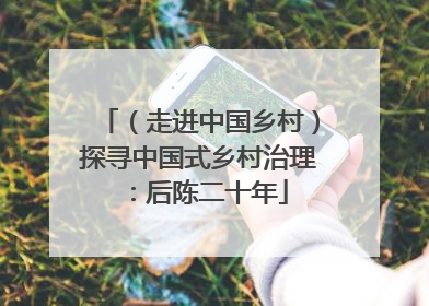 （走进中国乡村）探寻中国式乡村治理：后陈二十年